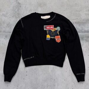 $179 Riley 1880 Vintage Patch Whipstitch Crew Neck Sweatshirt sz M